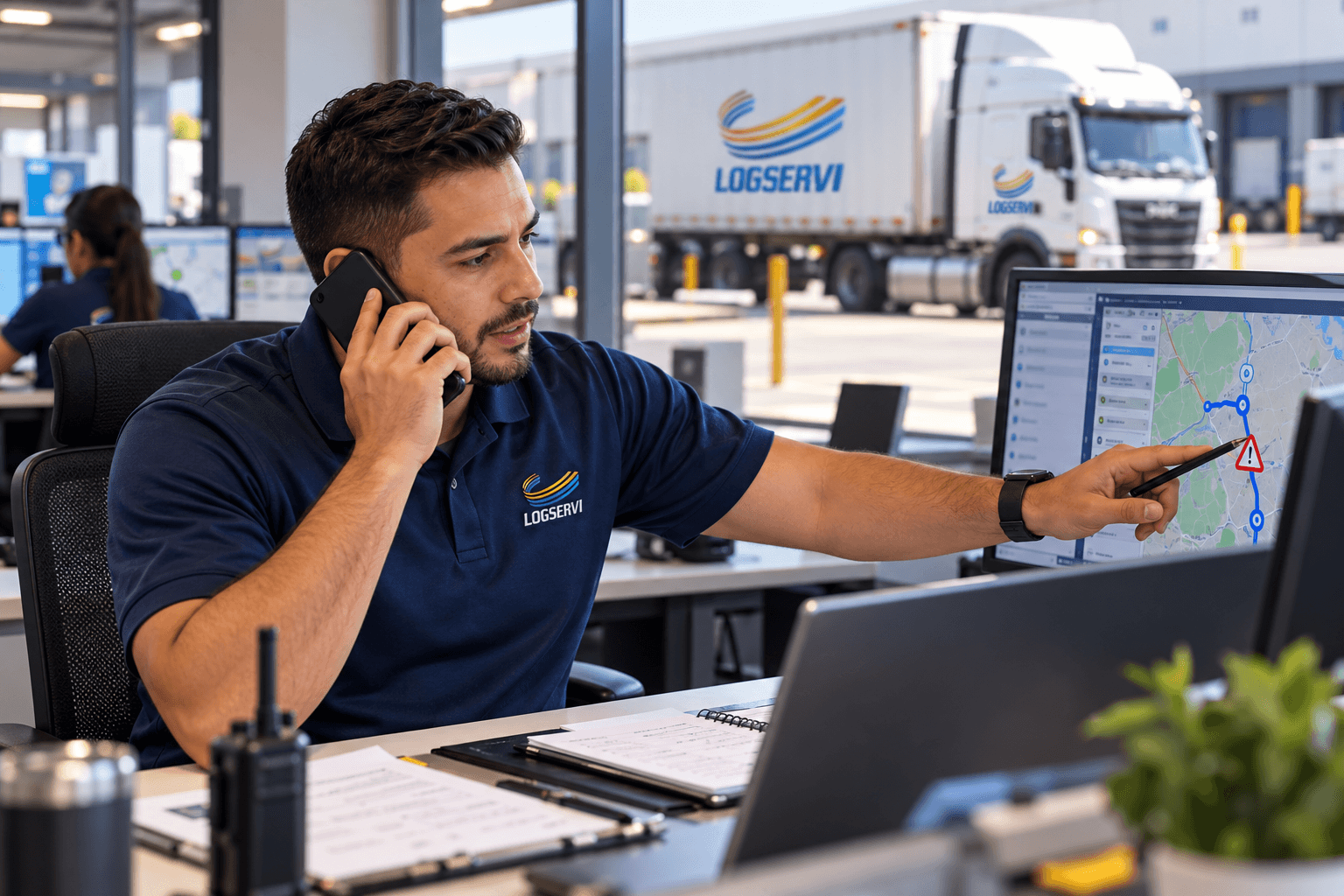 Coordinador LOGSERVI gestionando una novedad de transporte